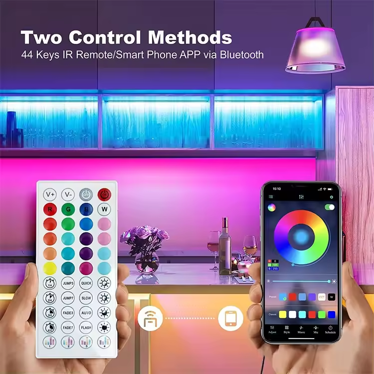 Simply Everyday Products RGB LED Strip Lights 50ft - Remote & App Control, Music Sync, Waterproof, DIY