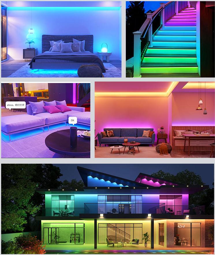 Simply Everyday Products RGB LED Strip Lights 50ft - Remote & App Control, Music Sync, Waterproof, DIY