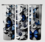 Simply Everyday Products Tumbler - Blue Butterfly 20oz Stainless Steel Insulated Cup