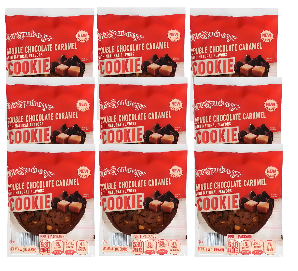 Otis 4oz Cookies Double Chocolate Caramel - 9 Pack - Gourmet Soft-Baked Cookies with Rich Chocolate and Gooey Caramel