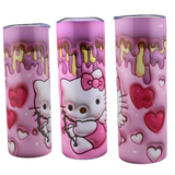 Simply Everyday Products Cartoon Hello Kitty Pink Tumbler with Hearts, 20oz – Insulated Stainless Steel Travel Cup