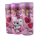 Simply Everyday Products Cartoon Hello Kitty Pink Tumbler with Hearts, 20oz – Insulated Stainless Steel Travel Cup