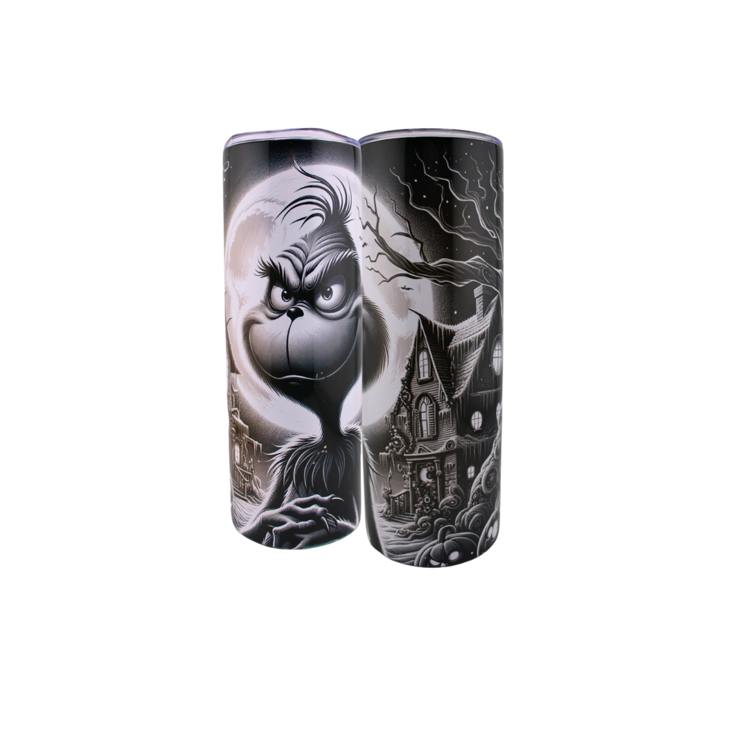 Simply Everyday Products Black & White Grinch-Themed Tumbler - 20oz Stainless Steel Cup