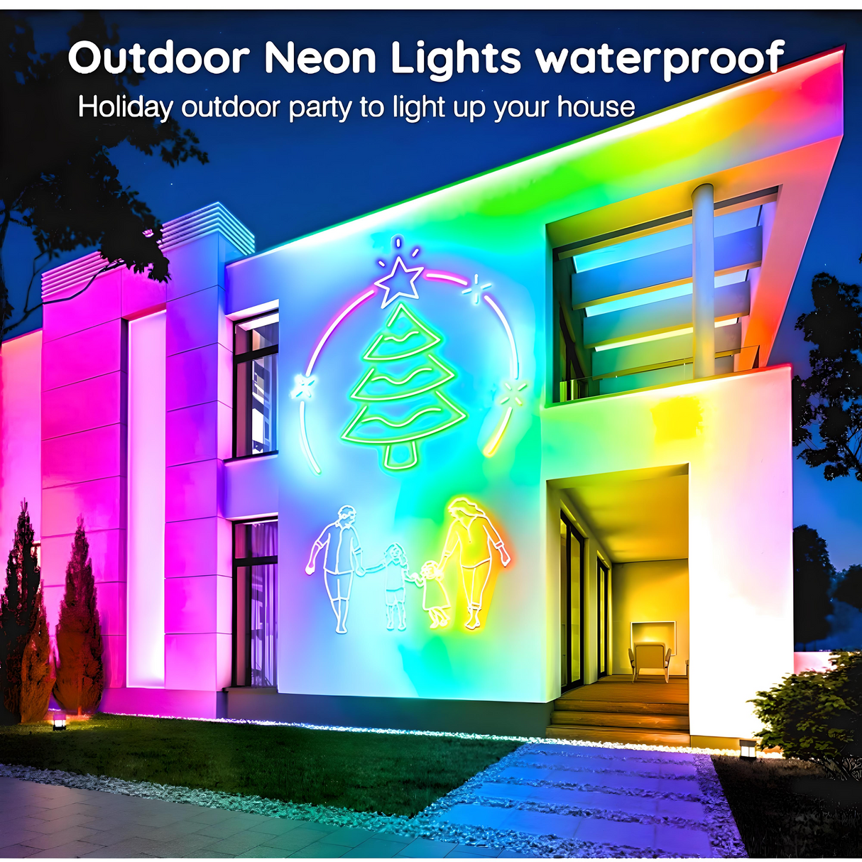 Simply Everyday Products 100Ft Neon Rope Lights - Flexible LED Rope Lights with App & Remote Control, Multiple Modes RGB Outdoor Neon Lights, IP65 Waterproof