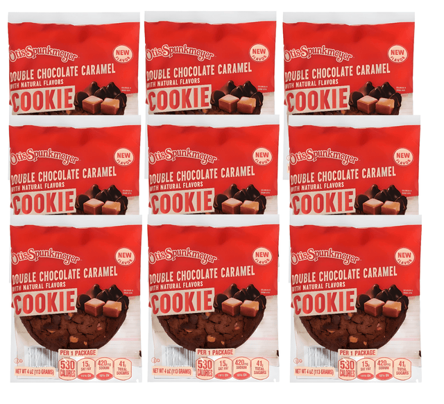 Otis 4oz Cookies Double Chocolate Caramel - 9 Pack - Gourmet Soft - Baked Cookies with Rich Chocolate and Gooey Caramel - Simply Everyday Products