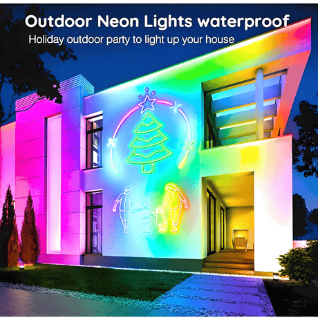 Simply Everyday Products 100Ft Neon Rope Lights - Flexible LED Rope Lights with App & Remote Control, Multiple Modes RGB Outdoor Neon Lights, IP65 Waterproof - Simply Everyday Products