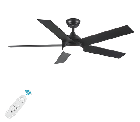 simply everyday products 52" Black Modern Ceiling Fan Remote Control 5 Blades Mute Dc Led Ceiling Fan With Light - Simply Everyday Products