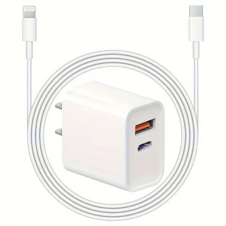 Simply Everyday Products Fast Charging Dual Port USB - C Wall Charger with Cable – 20W Adapter, USB - A & USB - C Ports - Simply Everyday Products