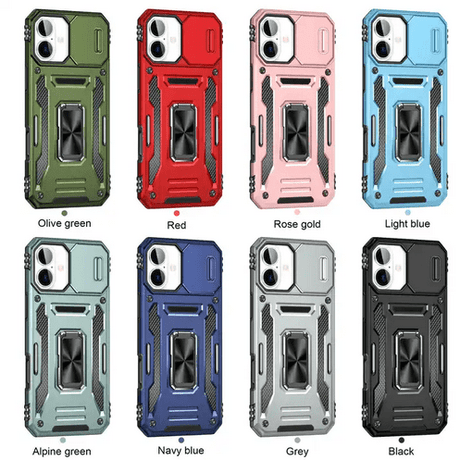 Simply Everyday Products iPhone 13 Case – Shockproof, Magnetic Stand, Camera Protection, Grey - Simply Everyday Products