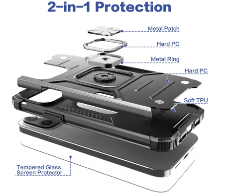 Simply Everyday Products iPhone 13 Case – Shockproof, Magnetic Stand, Camera Protection, Navy Blue - Simply Everyday Products