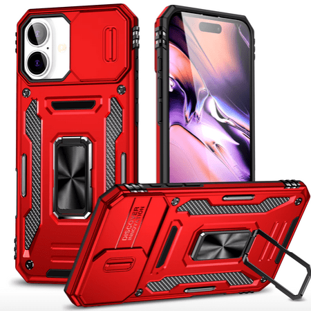 Simply Everyday Products iPhone 13 Case – Shockproof, Magnetic Stand, Camera Protection, Red - Simply Everyday Products