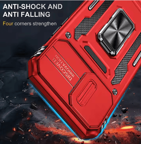 Simply Everyday Products iPhone 13 Case – Shockproof, Magnetic Stand, Camera Protection, Red - Simply Everyday Products