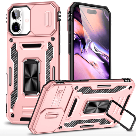 Simply Everyday Products iPhone 13 Case – Shockproof, Magnetic Stand, Camera Protection, Rose Gold - Simply Everyday Products