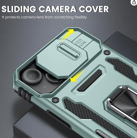 Simply Everyday Products iPhone 14 Case – Shockproof, Magnetic Stand, Camera Protection, Alpine Green - Simply Everyday Products