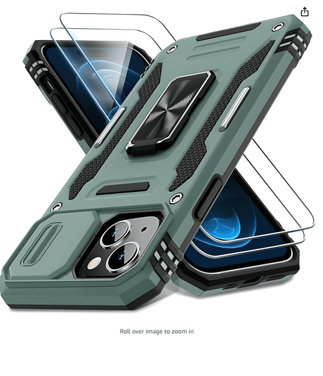 Simply Everyday Products iPhone 14 Case – Shockproof, Magnetic Stand, Camera Protection, Alpine Green - Simply Everyday Products