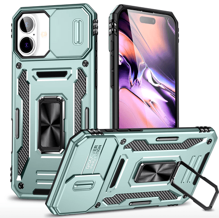 Simply Everyday Products iPhone 14 Case – Shockproof, Magnetic Stand, Camera Protection, Alpine Green - Simply Everyday Products