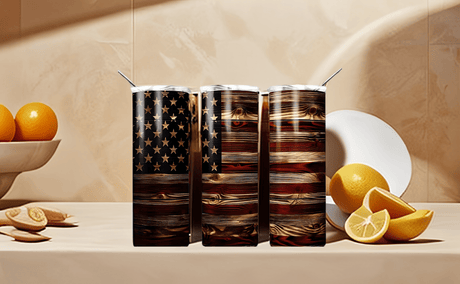 Simply Everyday Products Tumbler - 20oz Rustic American Flag Design Stainless Steel Cup - Simply Everyday Products