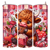 Simply Everyday Products Tumbler 20oz with Lid, Straw, and Rubber Bottom – Highland Cow Valentine's Day Tumbler Wrap – Funny Cow Design - Simply Everyday Products