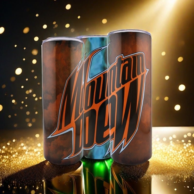 Simply Everyday Products Tumbler with Lid and Straw – 20oz Insulated Stainless Steel Cup, Orange with Mountain Dew Logo - Simply Everyday Products