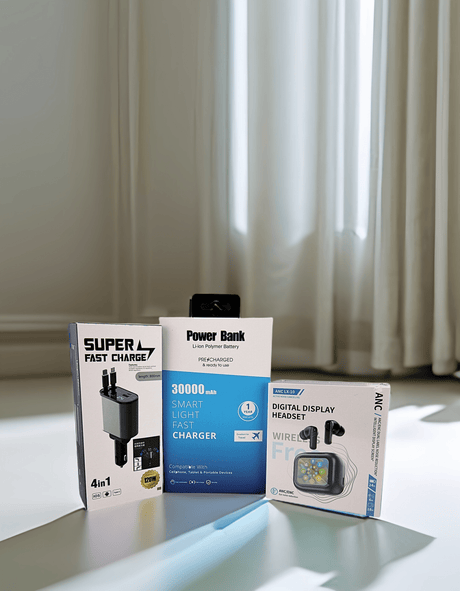 Simply Everyday Products Value Pack Includes Ear Buds, Power Bank and 4 - 1 Car Charger - Simply Everyday Products